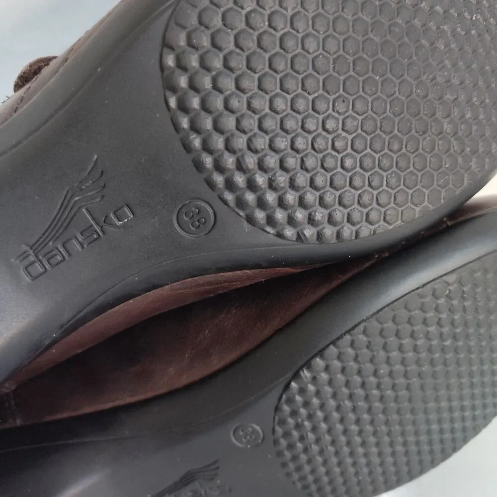 Dansko Franny Leather Brown Arch Support Leather Comfort Work Shoes 7.5 - 8 / 38